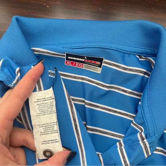 Blue Striped Performance Polo Shirt - Picture 3 of 4